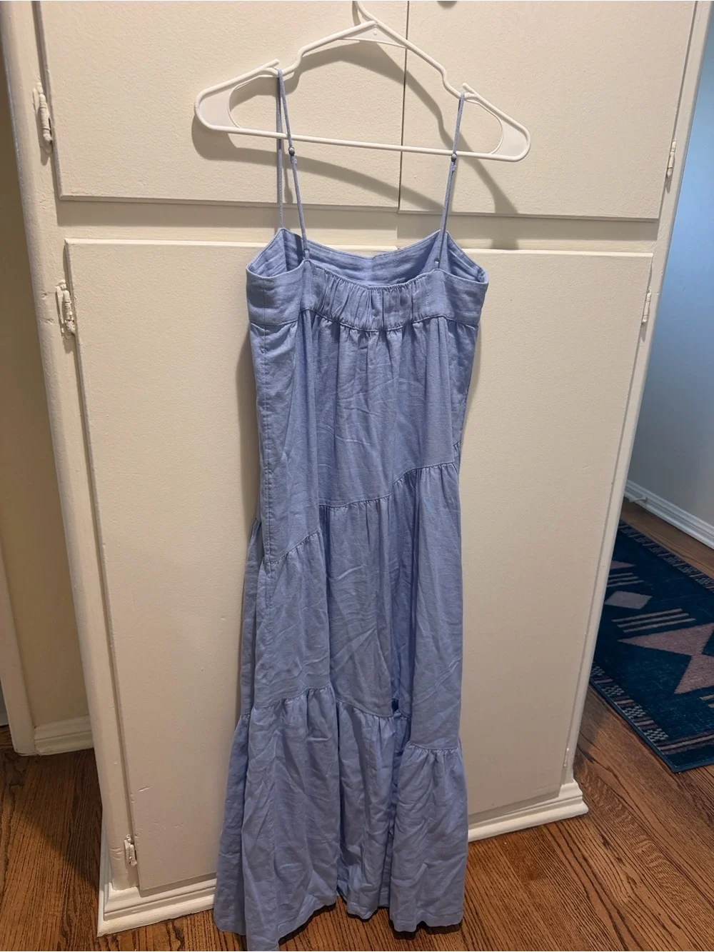 A&F Asymmetrical Tiered Maxi Blue Dress